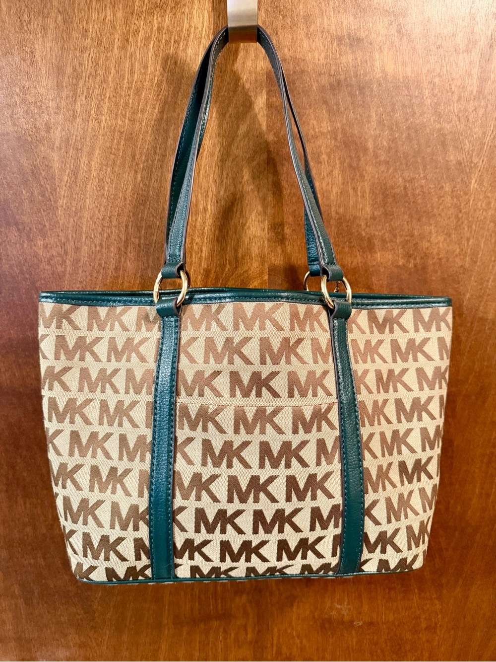 Michael Kors Signature Tote with Green Leather